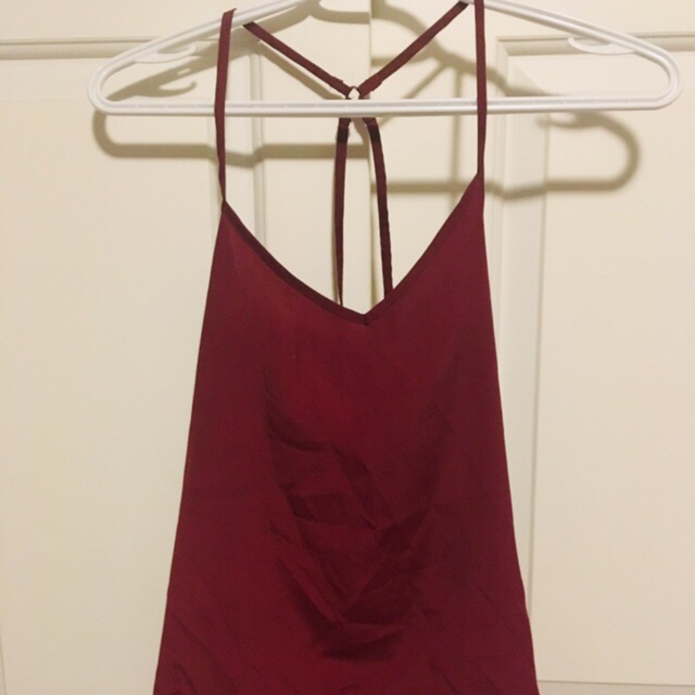 Strappy back wine colored tank